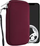 Universalus bordo spalvos neper&scaron;lampamas neopreninis telefono dėklas su užtrauktuku