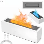 Oro drėkintuvas ir difuzorius su liepsnos efektu, LED, USB, laikmatis, baltas