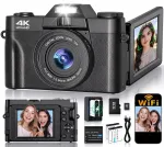 Skaitmeninis fotoaparatas 4K 76MP, 16x priartinimas, su 32GB kortele
