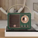 Belaidis retro stiliaus Bluetooth garsiakalbis, žalias