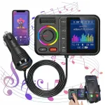 Automobilinis Bluetooth MP3 grotuvas ir QC 3.0 įkroviklis su dideliu ekranu