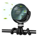 Ne&scaron;iojamas ventiliatorius su spaustuku, 8000mAh, USB, LED, 360&deg; reguliuojamas