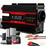 Maitinimo keitiklis 2000W, 12V/24V DC į 220V AC, LCD ekranas