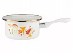 Emaliuotas puodas "Mushrooms", 16 cm, 1,15 l, tinka indukcinei ir dujinei viryklei, baltas