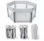 Vaiki&scaron;ka sulankstoma žaidimų maniežas PLAYPEN, 125 cm, &scaron;e&scaron;iakampis, su uždangalu, 6&ndash;36 mėn., I298