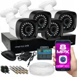 4 vaizdo kamerų rinkinys 8MP, 4K kokybė, be HDD, peržiūra internetu