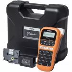 Etikečių spausdintuvas Brother PT-E110VP su TZe-FX221 juostele, dėklu ir maitinimo adapteriu