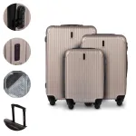 Lagaminų rinkinys WINGS EGRET 3in1: didelis, vidutinis, rankinis, ABS, su 360&deg; ratukais