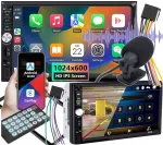 Automagnetola 2 DIN, 7" ekranas, Bluetooth, Android Auto, USB, AUX, SD, mikrofonas