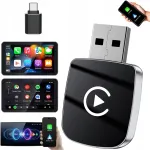 Belaidis adapteris Android Auto ir CarPlay, USB ir USB-C, suderinamas su iPhone