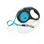 Automatinis Flexi New Neon pavadėlis &scaron;unims, juodas/neoninis mėlynas, S, 5 m