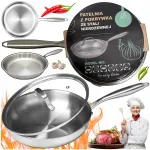 Plieninė keptuvė su dangčiu 28 cm GASTRONOMIC, kniedyta, tinka dujinėms ir indukcinėms viryklėms, NRDZ