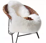 Dirbtinės avies vilnos kilimas, 120 cm, &scaron;velnus, baltas