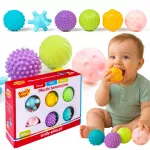 Jutiminiai kamuoliukai kūdikiams Smily Play, 6 vnt., mink&scaron;ti kramtukai