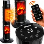Elektrinis &scaron;ildytuvas KAMINER 2000W su židinio liepsnos efektu, nuotoliniu valdymu ir termostatu