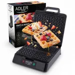 Vaflių keptuvė ADLER, 4 dideliems tra&scaron;kiems vafliams, 1500 W