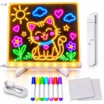 &Scaron;viečianti pie&scaron;imo lenta vaikams su LED ap&scaron;vietimu, 20x20 cm, USB, su ra&scaron;ikliais