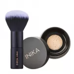 INIKA ORGANIC BIRI MINERALINĖ PUDRA SPF 25 (NURTURE) IR KABUKI &Scaron;EPETĖLIS