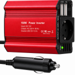 Automobilinis įtampos keitiklis 12V į 220V, 150 W maitinimo keitiklis i&scaron; DC į AC, su 1 AC lizdu ir dvigubu USB įkrovikliu, automobilinis inverteris, automobilio maitinimo keitiklis