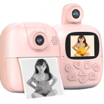 Vaiki&scaron;kas momentinis spausdinantis fotoaparatas, rožinis, 24MP, terminis momentinis spausdinimas, vaikų skaitmeninis fotoaparatas, vaikų asmenukių kamera