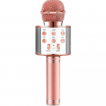 Belaidis rožinis karaokės mikrofonas, vaikų karaokės mikrofonas, &bdquo;Bluetooth&ldquo; karaokės mikrofonas, belaidis mikrofonas vaikams, karaokės mikrofonas vaikams, rožinis mikrofonas karaokei