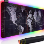 RGB pasaulio žemėlapio žaidimų kilimėlis pelei 80x30 cm, LED kilimėlis pelei, &scaron;viečiantis stalo kilimėlis, žaidimų pelės kilimėlis, kompiuterio pelės kilimėlis, RGB stalo kilimėlis