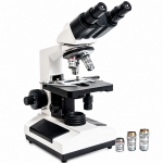 Bendrasis binokulinis biologinis mikroskopas, maksimalus 1600x padidinimas, su 2 standartiniais objektyvais, laboratorinis &scaron;viesinis mikroskopas, optinis mokomasis mikroskopas