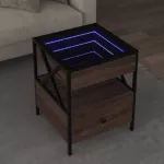 Kavos staliukas su Infinity LED lemputėmis, rudas, 40x40x51cm