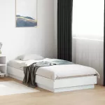 Lovos rėmas su LED Balta 80 x 200 cm Apdirbta mediena