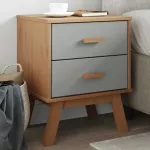 Naktinė spintelė OLDEN, pilka ir ruda, pu&scaron;ies medienos masyvas