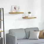 Sieninė lentyna 2 pcs Smėlio 50 x 23 x 4 cm Apdirbta mediena