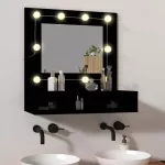Veidrodinė spintelė su LED ap&scaron;vietimu, juoda, 60x31,5x62cm
