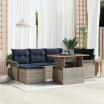 Sodo Sofų Rinkinys su saugykla 7 pcs Pilka Poli ratanas