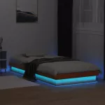 LED lovos rėmas, va&scaron;ko rudas, 90x200cm, pu&scaron;ies medienos masyvas