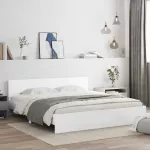 Lovos rėmas su galvūgalio Balta 137 x 190 cm Apdirbta mediena