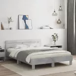 Lovos rėmas su galvūgaliu ir LED, betono pilkas, 140x200cm