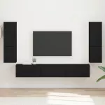 TV spintelių komplektas 4 pcs Juoda Apdirbta mediena