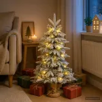 Mini Kalėdų medis 90 cm 50 LED &Scaron;ilta balta PVC ir PE