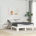 Lovos rėmas Balta 140 x 200 cm Kietos pu&scaron;ies mediena