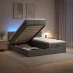 Otmana lova su matracsu ir LED Tamsiai pilka 200 x 200 cm