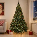 Dirbtinė žalia Kalėdų eglutė su žaisliukais 270 cm 300 LED