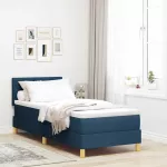 LED Čiužinio Lova su LED juostelėmis Mėlyna 80 x 200 cm audinys