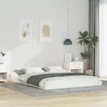 Lovos rėmas Balta 150 x 200 cm Kietos pu&scaron;ies mediena