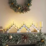 Kalėdų žvakių tiltas 3 vnt. 7 LED &Scaron;ilta balta 39.5 x 5 x 29 cm
