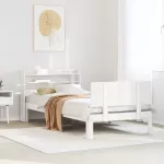 Lovos rėmas su galvūgaliu be čiužinio, baltas, 100x200cm