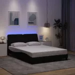 Lovos rėmas su LED be čiužinio, juodos spalvos, 120x200 cm