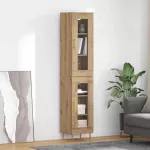 Auk&scaron;tas spintelė 2 pcs Amatininkų ąžuolas Stiklas