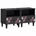 Naktinis staliukas su stalčių 2 pcs Ruda 40 x 33 x 46 cm