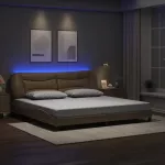 Lovos rėmas su LED be čiužinio, Hvar, kapučino spalvos, 200x200cm