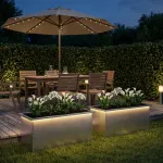Sodo vazonas su LED 2 vnt. Sidabrinė 40 x 80 x 40 cm